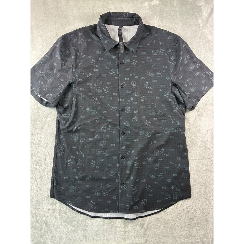 Lululemon Commission Short Sleeve Shirt Men's Large Print Black Green
